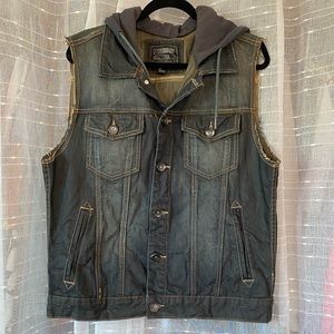 21men Denim Hooded Button Down